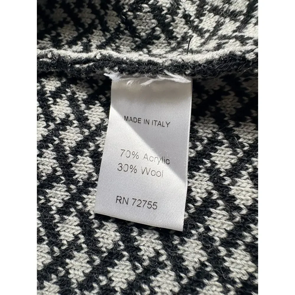 Gio & Gio Made in Italy Black and White Long Cardigan Wool Blend Size M